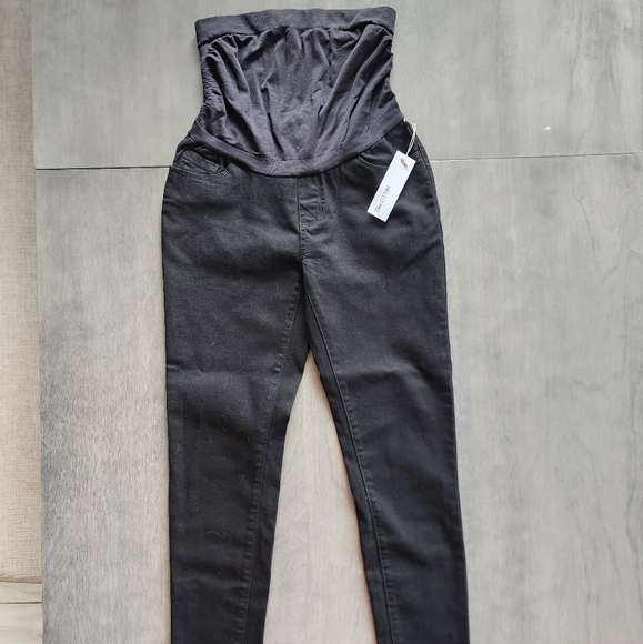 NWT Hello Miz Maternity, black stretch skinny jeans with belly band - Picture 4 of 8